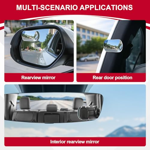 Image of LivTee Blind Spot Mirrors, Flat Oval HD Glass Frameless Convex Rear View Mirrors, Wide Angle Adjustable Stick for Side Mirror, Automotive Exterior Accessories for Car, SUV & Trucks, Pack of 2