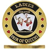 Rabihike Pair of Queens Poker Card Guard - Durable Iron Card Protector with Gold Coating, Poker Gift for Men and Women, Includes Plastic Case for Home Games and Casino Use