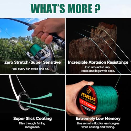 Image of Proberos 300 Meters PE Fishing Line Spool, 0.5mm Dia, 110 lbs Pull Force, Ultra-Strong Braided Line for Saltwater, Surf Casting & Big Game Fishing