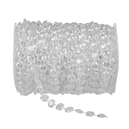 winomo 10 mt iridiscentes Cristal Garland Diamante Acrílico Strang cuentas cortina para DIY Boda Decoración 10 mm (transparente)