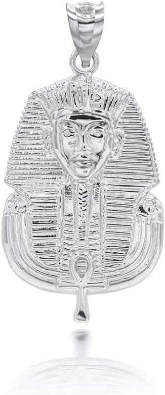 Claddagh Gold Egyptian Jewelry .925 Sterling Silver Pharaoh King Tut (Tutankhamun) Face Pendant Necklace - Choose Pendant Only or Necklace w/ 16”-22” Chain - Image 2