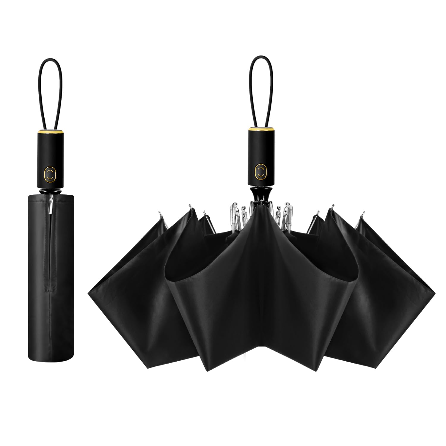 Cuby UV Sun Umbrella Compact Folding Umbrella lightweight Portable Manual Travel Umbrella for Rainproof & 99% UV Protection with Black Anti-UV Coating