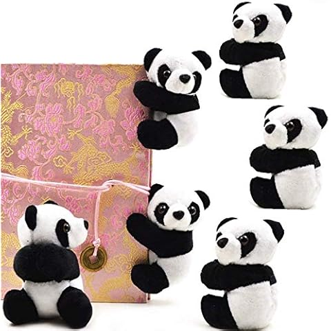 Poluka 6 Pcs Finger Panda Plush Panda Clips Curtain Holder Photo Holder Stand Chinese Style Tourism Souvenir Cute Panda Plush Toy Finger Kids Toy,Home Decoration Plant Pots Bonsai Craft Decor Cover