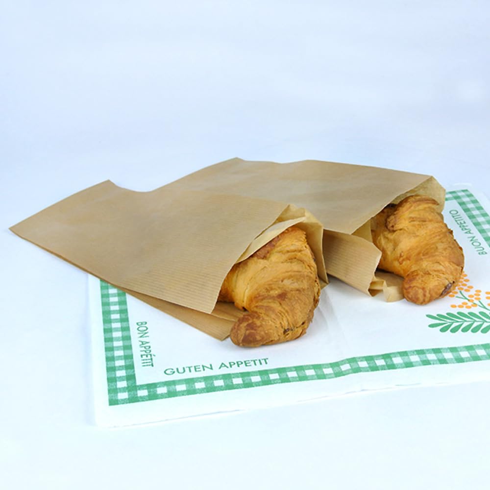 Palucart® 1000 Sacchetti di carta per alimenti colore Avana, misura 12x26 cm, buste in carta kraft per Trasporto di Cibi e Oggetti - M
