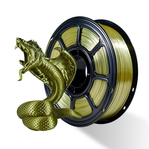 Image of iBOSS 3D Printer Silk Filament, Shiny Silk PLA+ Filament 1.75mm, Smooth Silky Surface PLA Plus, Great Easy to Print for 3D Printers, Dimensional Accuracy + /- 0.02mm, Silk Olive Gold 1KG