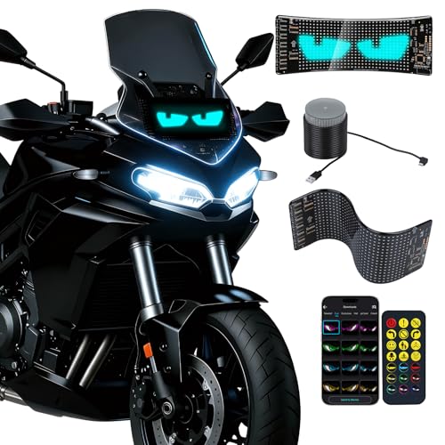 Devil Eye Lights for Motorcycle 7x3 LED Eyes for Car Windshield | Programmable Patterns App/Remote Control | for Motorcycle Taxi Sedans SUVs Custom Dynamic Sign (1-Pack)