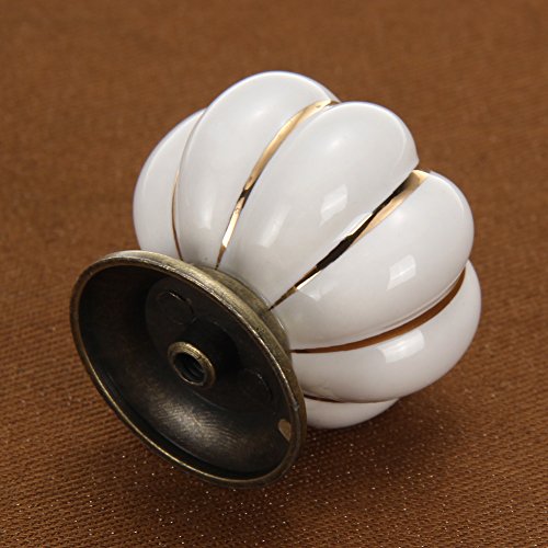Puxador de cerâmica vintage abóbora WinnerEco para armário (branco)