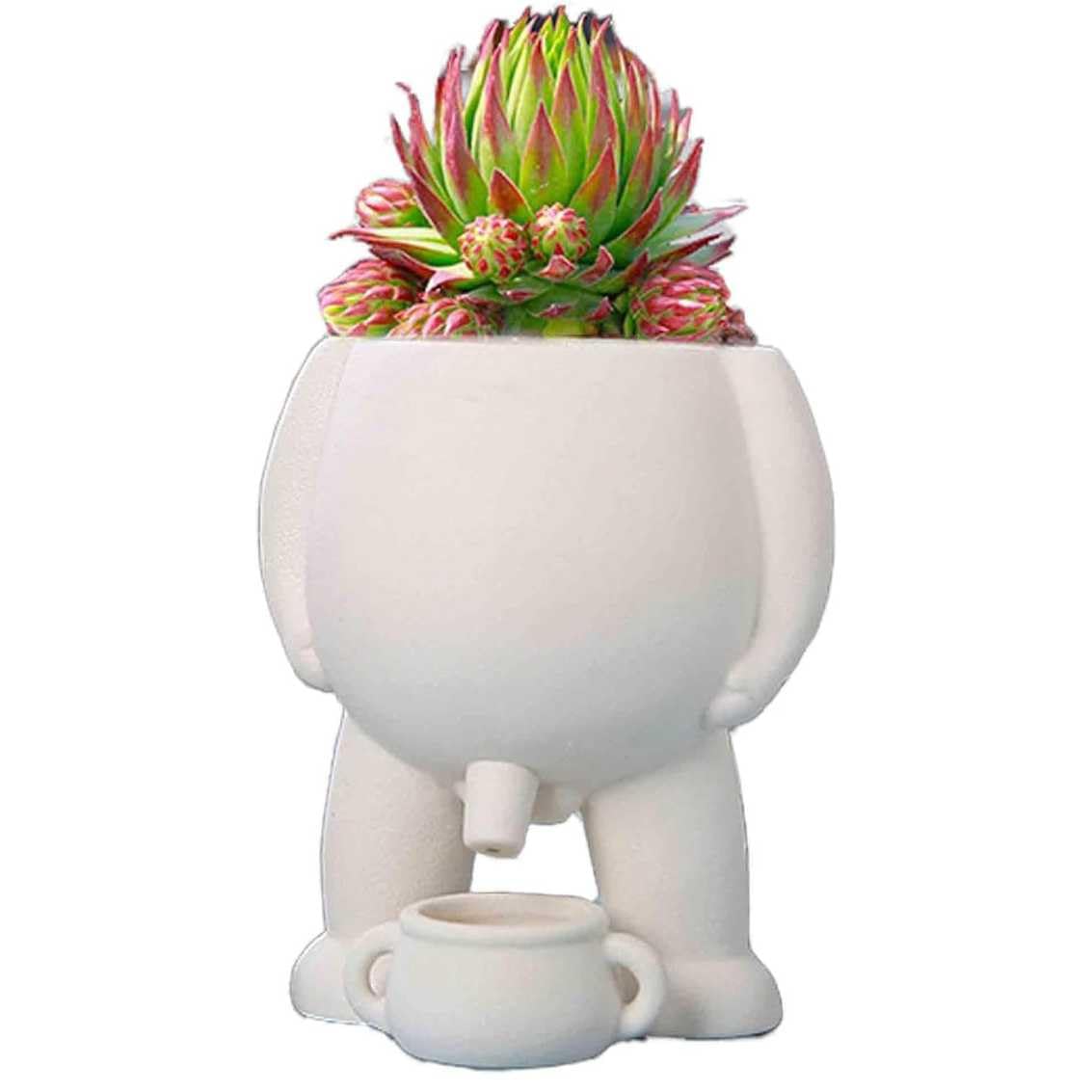 Yelschwa White Peeing Funny Vase Novelty Peeing Planter Pot Succulent Pots Planters With Drainage Penis Planter Funny Body Planter Home Decor Plants Vase For Succulents And Cacti Gifts For Your Family (White)
