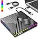 Produktbild Externes DVD Laufwerk, RGB CD Laufwerk Extern USB 3.0 Type-C, Externer CD DVD+/-RW Brenner Player, Externe Optische Laufwerke Drive für PC Laptop Desktop MacBook Mac OS Win11/10/8/7/XP Linux Vista