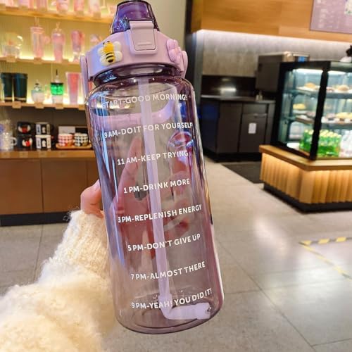 Image of Set of 3 Transparent Water Bottle 2000ML, 900ML, 300ML with Motivational Time Marker | Leak Proof&Break-Proof | Best Usage For Office /School /Gym /Travel Water Bottle