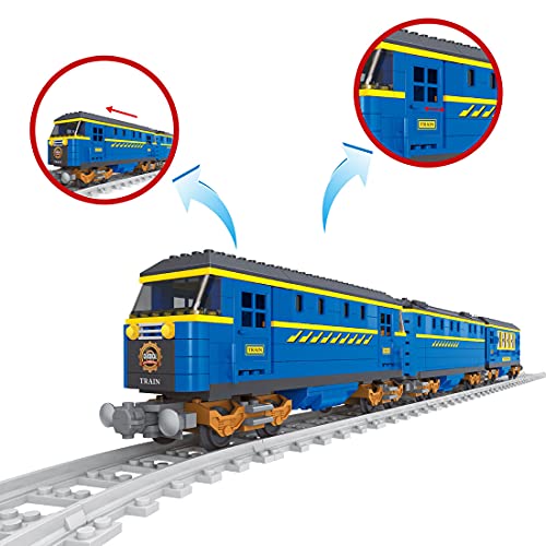 VPPI Technik Zug Eisenbahn Bausatz, City Personenzug Bausteine Modell mit Schienen, 832 Teile City Güterzug… – Bild 3