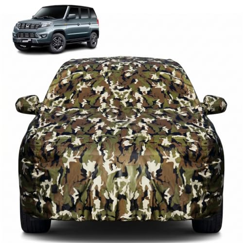 Image of Pivalo Car Body Cover for Mahindra Bolero Neo All Model & Years (2021-2026) 100% Waterproof with Mirror Pockets, Triple Stitched Dustproof Heat Resistant UV Protection (Military /Jungle /Camouflage)