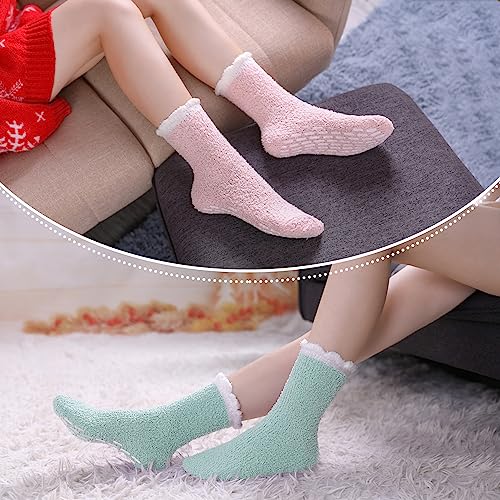 LINEMIN Non-Slip Fuzzy Socks for Women - Cozy Hospital Soft Fluffy Socks With Grips - Winter Warm Slipper4