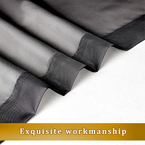 Aiyufeng Black Sheer Curtains For Windows 54 Inch Long 2 Panel Set, Rod Pocket Soft Voile Sheer Classic Window Treatment With Light Through For Bedroom/Living Room, 40W X 54L, 2-Pack #TOP2