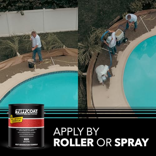 Image of Tuff Coat Medium Texture Rubberized Non-Skid Deck Coating - Textured Non-Slip Safety Surface for Pool Decks, Docks, Boat Ramps, Patios, Walkways & High-Traffic Areas (UT-215-Red 1-gallon)