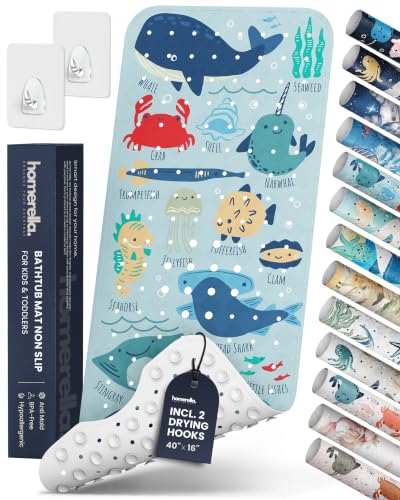 homerella Bathtub Mat Non Slip Kids 40x16 Baby Bath Mat Non Slip Anti Mold