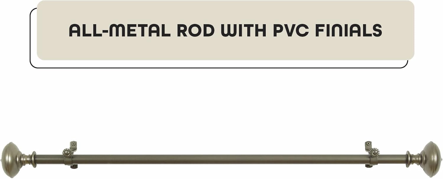 Decorative Window Curtain Rods with Finials, 66 to 120 Inches, 0.75 Diameter - Buono II, Othello Series - Lightweight & Easy to Install, Adjusts Telescopically to Fit Any Window by Achim Home Decor