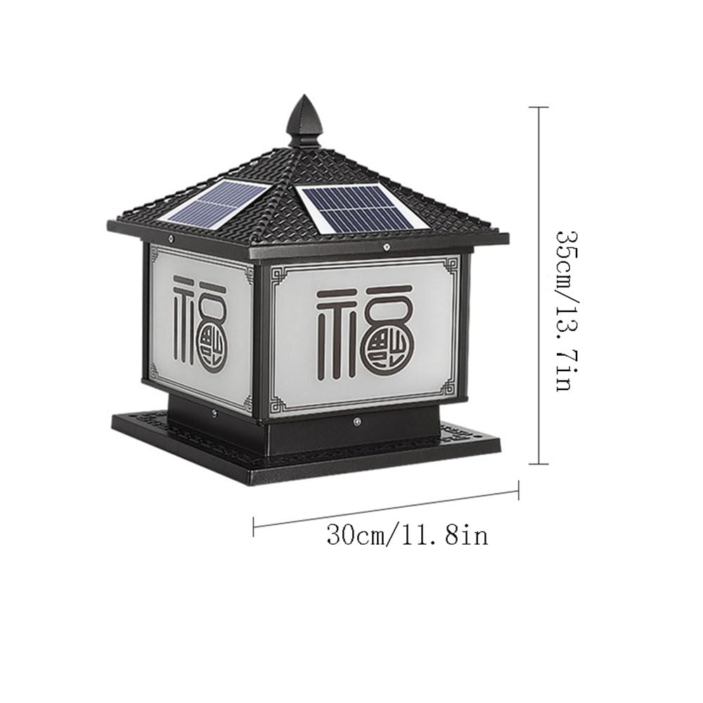 Solarna lampa słupkowa na dziedziniec, taras, bramę, zewnętrzna lampa kolumnowa od zmierzchu do świtu, wodoodporna zewnętrzna latarnia głowa mokra lokalizacja