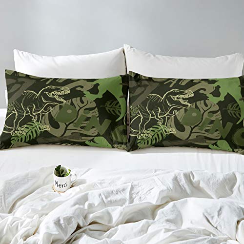 Homemissing Jurassic Dinosaur Comforter Cover T-Rex Bones Bedding Set Prehistoric Jungle Animals Duvet Cover for Kids Boys Girls Cute Cartoon Dino Bedding & Linen Single - Image 3