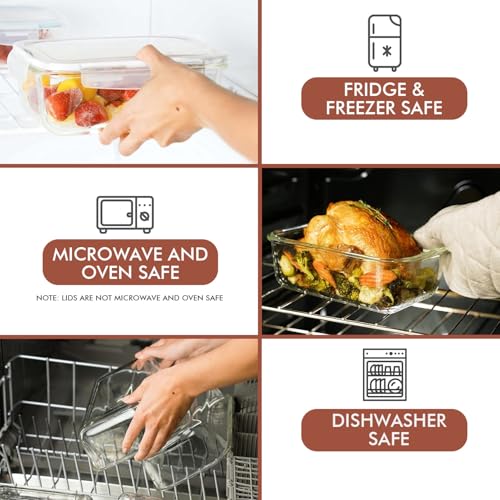 Image of Razab 35 Pc Set Glass Food Storage Containers with Lids - Meal Prep Airtight Bento Boxes BPA-Free 100% Leak Proof (15 lids,15 glass & 5 Plastic Sauce /Dip Containers)