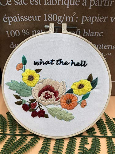 Image of Louise Maelys Floral Embroidery Kit for Beginners Saying DIY Craft | Cross Stitch Kits with Floral Saying Design, Includes Hoop, Threads and Needles. Needlepoint Kit for Adults DIY Crafts