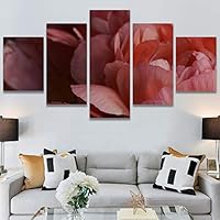 SIGNWIN 5 Panel Canvas Wall Art Pink Petal for Home Decorations Ready to Hang - 60