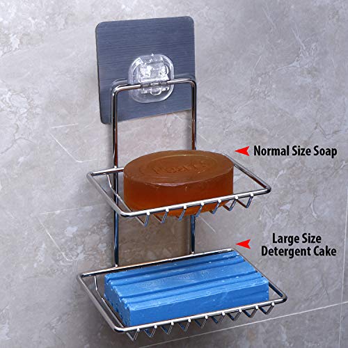 Image of HOKIPO Magic Sticker Series Self Adhesive Stainless Steel Double Soap Stand (AR-3158)