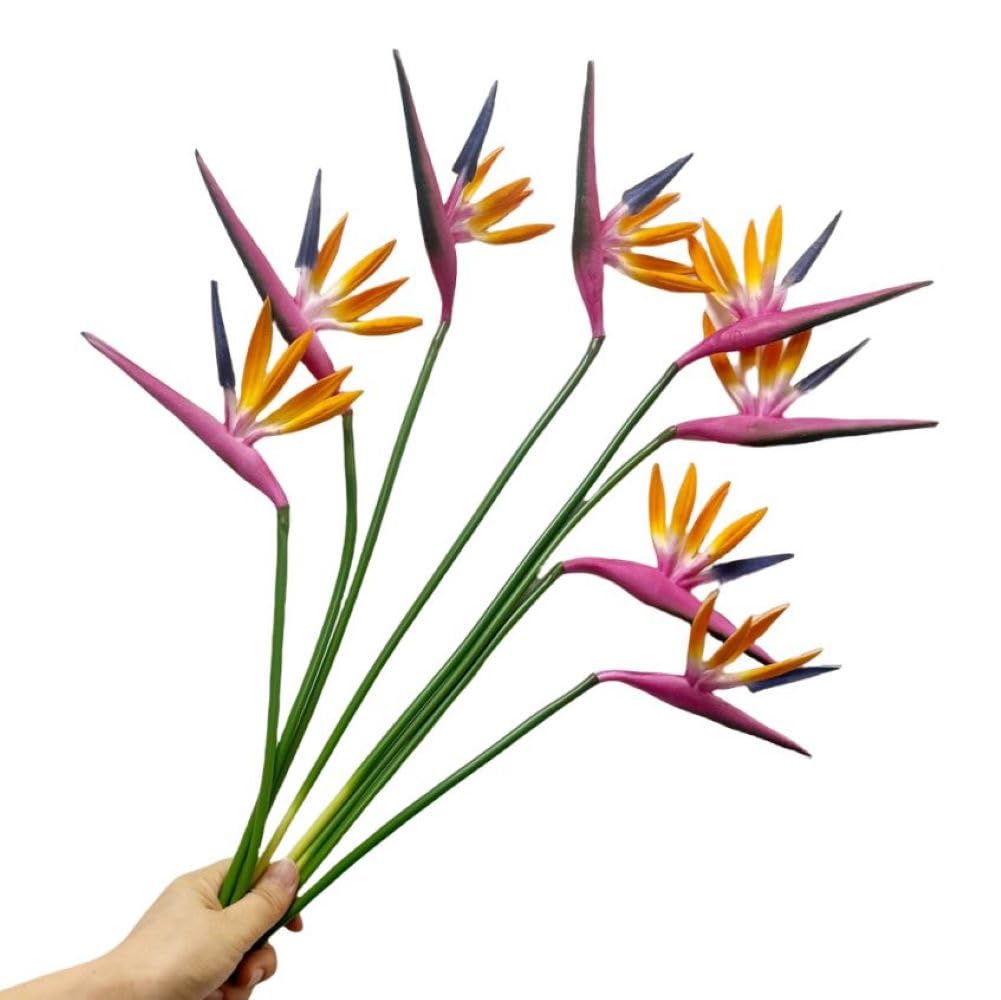Corkwaw 8 Pack 21-1/2 Inch Artificial Flowers Bird of Paradise,Green Plant for Home Garden Decoration Office Verandah Wedding Decorations (Purple) — image 1