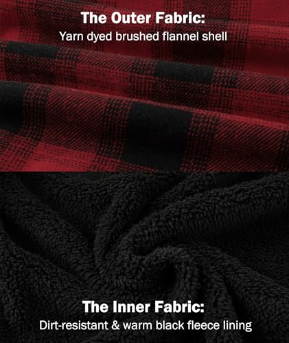 Image of V VALANCH Men's Flannel Shirt Jacket with Hood Fleece Lined Plaid Jacket Zip Up Winter Warm Coat