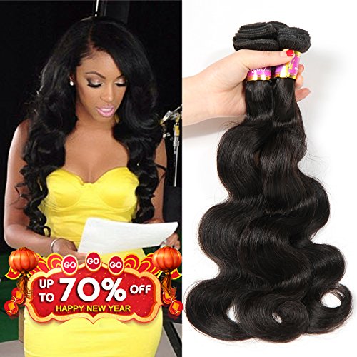 Bobofun 4 Bundles 8A Peruvian Virgin Hair Body Wave Human Hair Bundle Deals Loose Deep Wave Wavy Hair Natural Color (16 18 20 22)