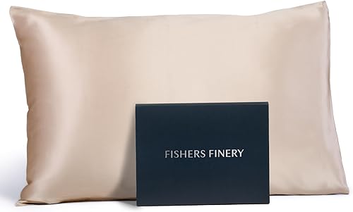 Miniatura 13 de Fishers Finery 25 mm 100% seda pura de morera, juego de 2 fundas para almohada (gris rayado estándar, juego de 2) Rayas de plata,Borgoña,Blanco