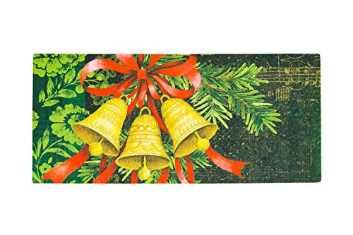 Seasonal, Easy-to-Clean, Evergreen Merry Christmas Holiday Bells Holiday Sassafras Mats