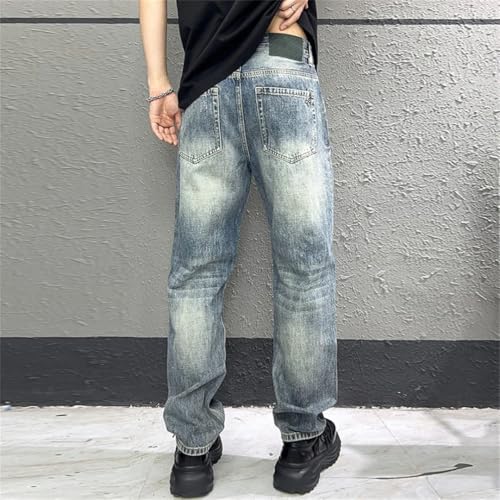 Men's Classic Casual Jeans Loose Straight Vintage Washed Light Color Jeans4