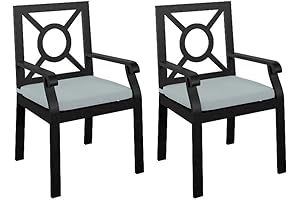 Pemberly Row Blue Onyx UV Protection Water-Resistant Outdoor Dining Armchairs with Cushions in Spa