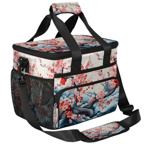 Flower Insulated Picnic Backpack Lunch Box for Women Men Picnic Basket Tote Lunch Bag Picnic Bag Portable Lunch Bags for Picnic, Beach, Work, Trip,Office, Camp Beauty Flowers