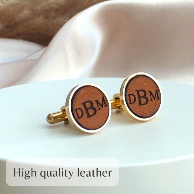 Mancuernillas de cuero personalizadas para hombre miniatura 7