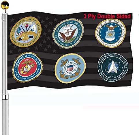 Military All Branch Flag 3x5 Outdoor Double Sided Made In USA- Armed Forces Army Navy Marines Coast Guard Air Force Space Force Flags 3 Ply Heavy Duty