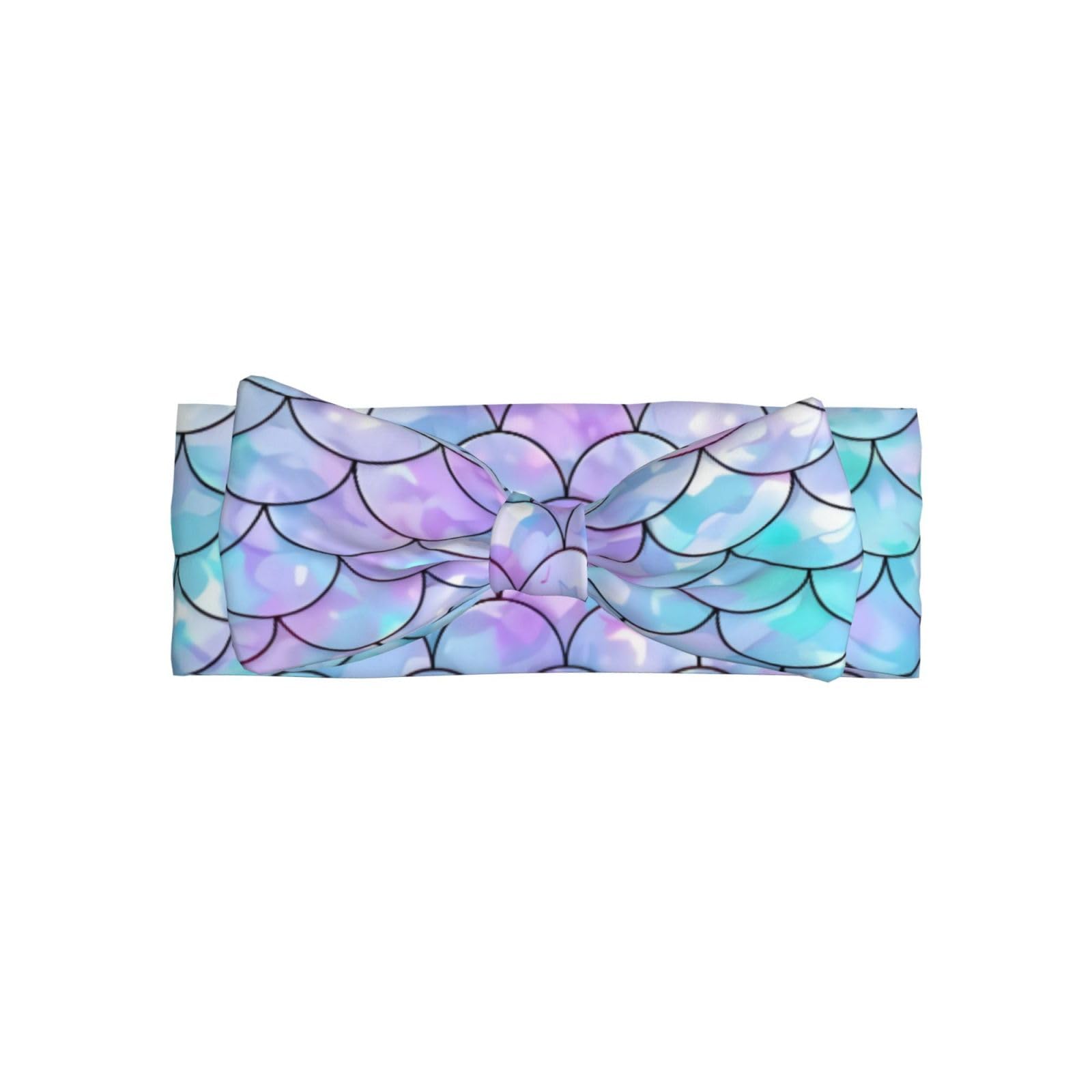ZhaoYuGoods Baby Head Wrap with Bows, Mermaid Print Headband for Baby Girls Newborn Toddler, Soft Comfortable Elastics Hairbands Hair Accessories