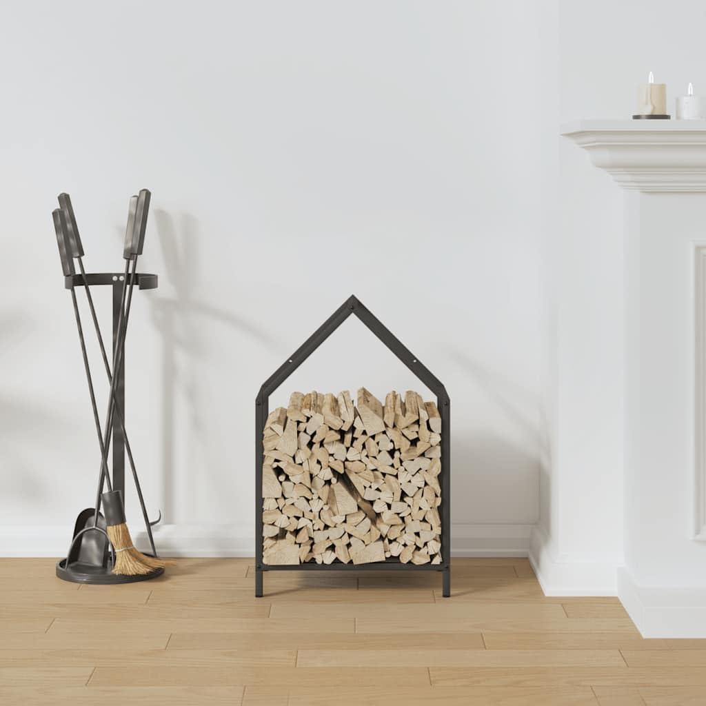 Estantería para leña negra de acero laminado en frío, 40 x 25 x 60 cm, con gran almacenamiento para interior y exterior, para guardar y secar leñas