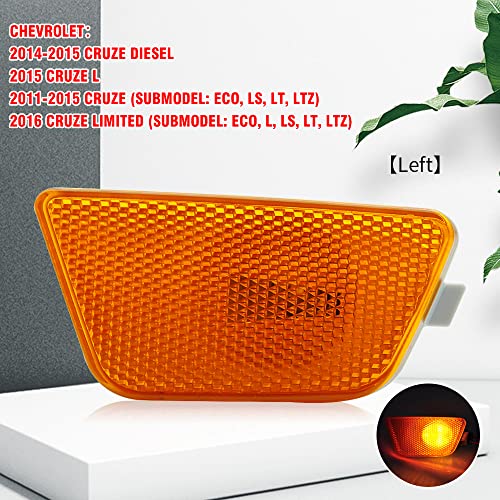 Cnpapc 1-Pieces For Chevy Cruze Front Bumper Park Signal Side Marker Light Assembly Passenger Side 2011 2012 2013 2014 2015 Dot Certified Gm2551198N 42334145 #TOP2