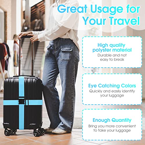 8 Packs 71 X 2 Inches Luggage Straps Adjustable Luggage Belt Travel Suitcase Belt Luggage Suitcase Straps With Quick Release Buckle Luggage Accessories For Travel (Blue) #TOP2
