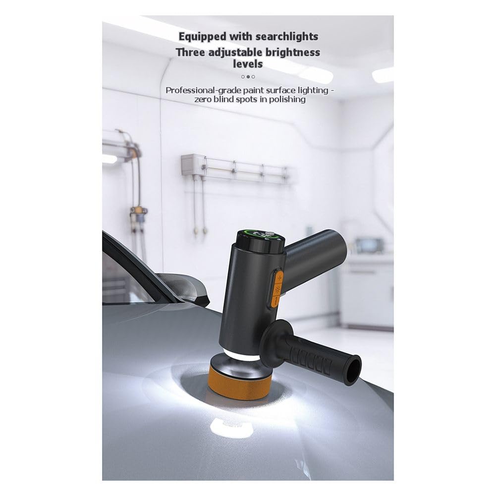 Kit de Pulidora de Coche Inalámbrica, Kit de Encerado de Coche Portátil, Batería Recargable USB-C de 2000mAh con 3 Discos Adicionales.