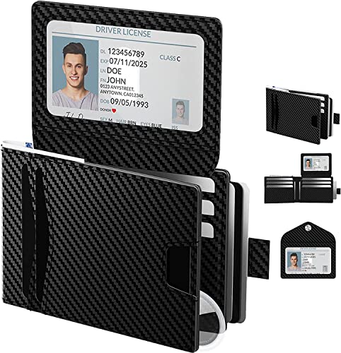Wallet For Men With Stealth Pocket For Airtag: Leather Wallet With 3 In 1 Design, Removable Id Window, Rfid Blocking, 17 Card Capacity, Slim, Carbon Fiber, Bill Divider, Front Wallet With Gift Box #TOP29