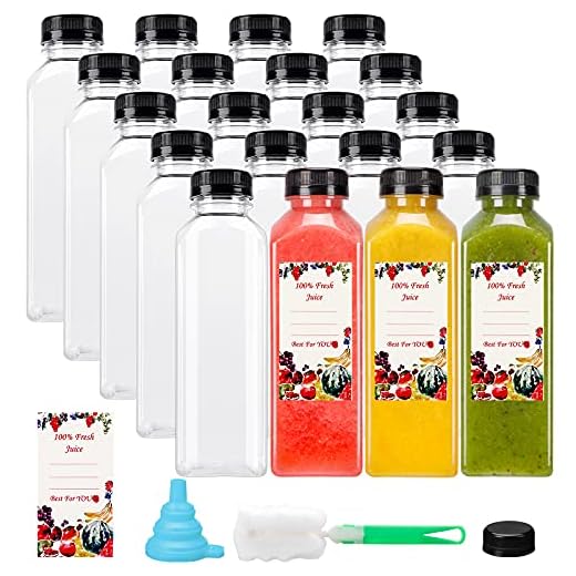 SUPERLELE 20pcs 16oz Juice Bottles, Plastic Juicing Bottles with Caps, Clear Drink Containers with Lids for Drinking, Smoothie and Other Beverages