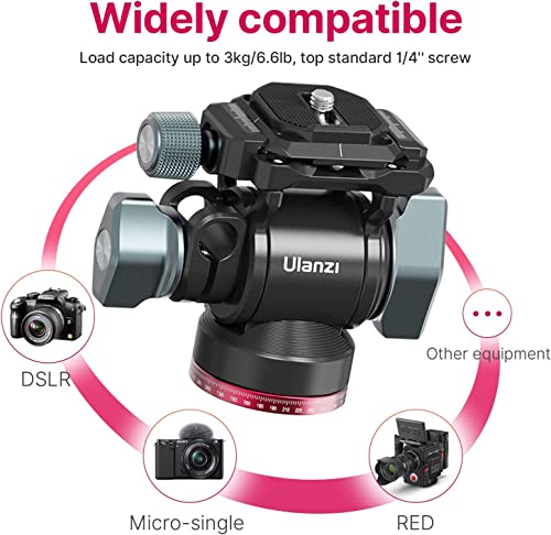 Image of Video Fluid Head for Camera Tripod - U-190 Mini Pan Tilt Head Small Panoramic Ball Head with Arca Swiss Quick Release Plate Lightweight Filming Equipment for DSLR Heavy Duty Travel Tripod