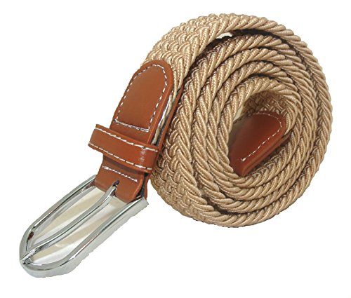 INTERHOME Cinturón elástico trenzado elástico Los hombres y las mujeres pueden usar - BEIGE