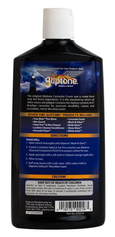 Cera crema para auto Gliptone Carnauba 16 Fl Oz miniatura 2