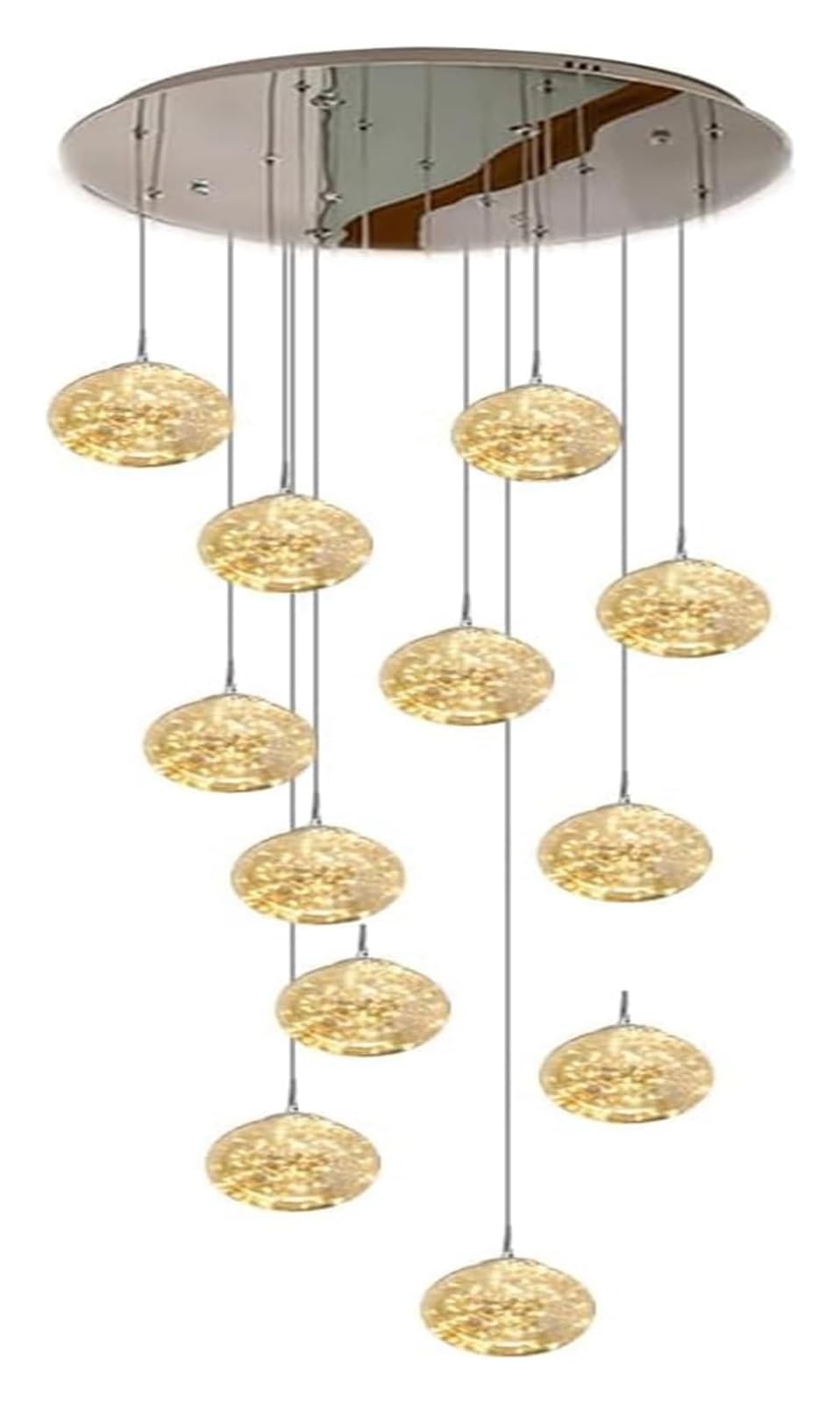 Villa żyrandol sufitowy, duży żyrandol, lampa wisząca LED na schody, idealna do wysokich sufitów, lustrzana podstawa ze stali nierdzewnej, ręcznie dmuchana szklana kula, wysokość