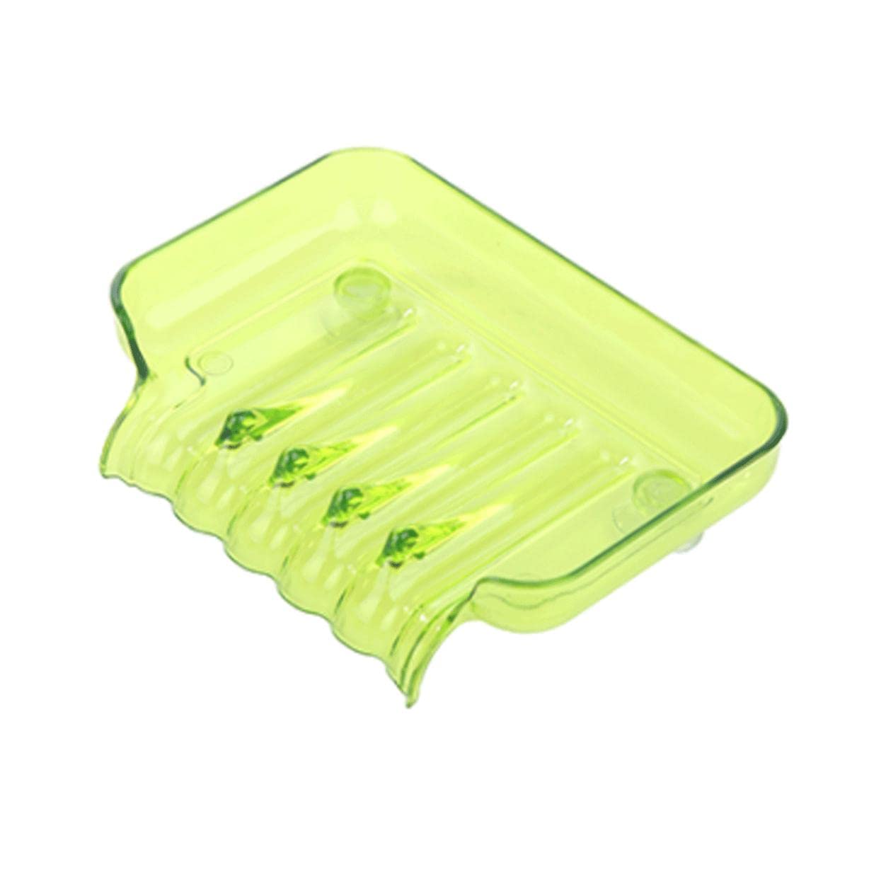 Soap Dish， Simple with Suction Cup Soap Dish Plastic Soap Container with Drainage Soap Dish Holder Countertop Soap Case Box Saver for Home Easy to wash(Green)