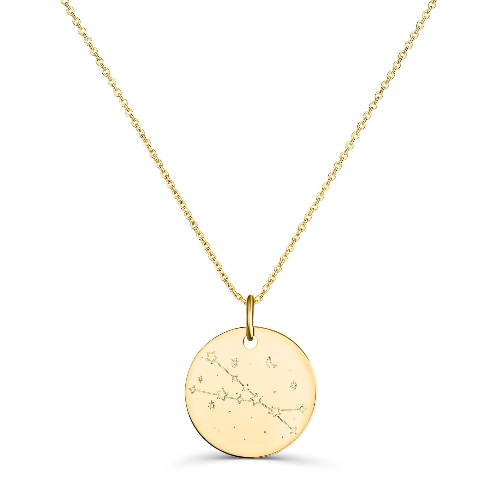 Collier enfant personnalisé dessin signe astro, plaqué or - Idée cadeau pour Noël - Anniversaires - Baptême - Communion
